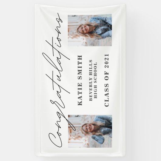 Elegant Script Calligraphy Afstuderen 2 Foto Spandoek (Verticaal)