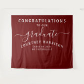 Elegant Script Calligraphy Afstuderen | Maroon Wandkleed (Voorkant (horizontaal))