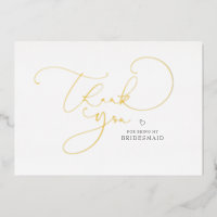 Elegant Script Calligraphy Bridesmaid Bedankt