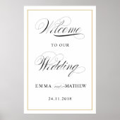 Elegant Script Calligraphy Gold Weduwen Welkom Poster (Voorkant)