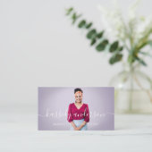 Elegant Script Calligraphy Logo Business Foto Visitekaartje (Staand voorkant)