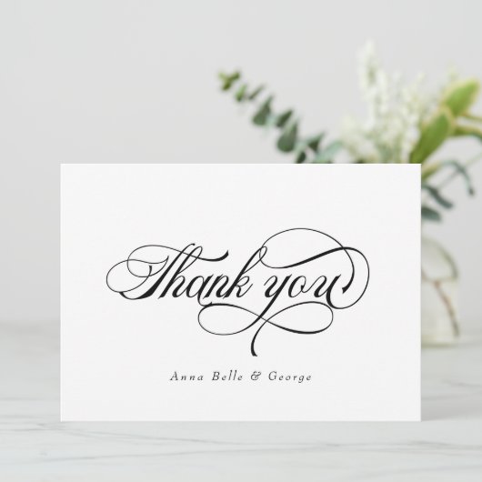 Elegant Script Calligraphy Moderne Custom Names Bedankkaart (Staand voorkant)