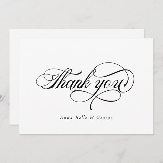 Elegant Script Calligraphy Moderne Custom Names Bedankkaart (Voorkant / Achterkant)