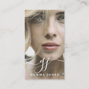 Elegant Script Calligraphy Monogram Logo & Foto Visitekaartje