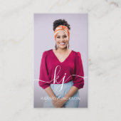 Elegant Script Calligraphy Monogram Logo & Foto Visitekaartje (Voorkant)