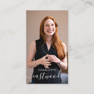 Elegant Script Calligraphy Monogram Logo & Foto Visitekaartje