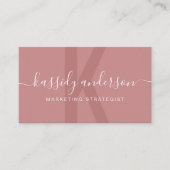Elegant Script Calligraphy Monogram Logo Roze Visitekaartje (Voorkant)
