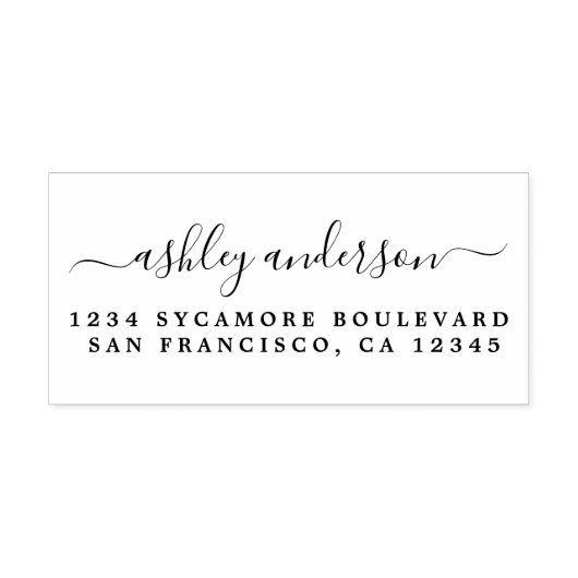 Elegant Script Calligraphy Name Return Address Zelfinktende Stempel (Design)