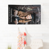 Elegant Script Calligraphy Photo Afstuderen Spandoek (Insitu)