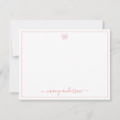 Elegant Script Calligraphy Pink Daisy Notitiekaartje (Voorkant)