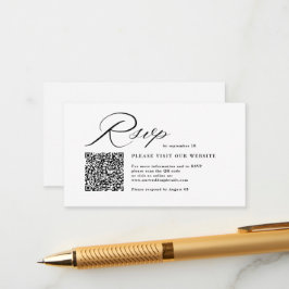 Elegant Script Calligraphy & QR Code Wedding RSVP  Informatiekaartje