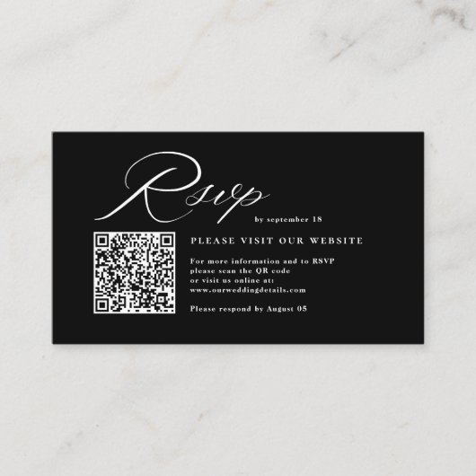 Elegant Script Calligraphy & QR Code Wedding RSVP  Informatiekaartje (Voorkant)