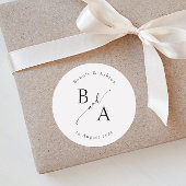 Elegant Script Calligraphy Wedding Favour Classic Ronde Sticker