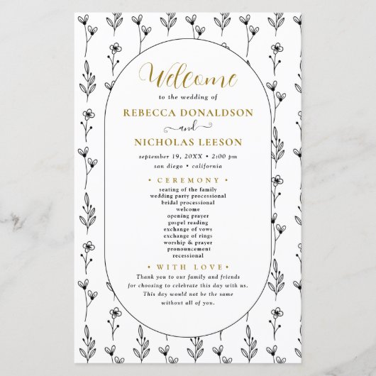 Elegant Script Calligraphy Wedding Program (Voorkant)