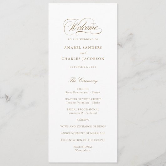 Élégant Script Calligraphy Wedding Programme (Devant)