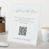 Elegant Script Capture the Love QR Code Wedding Reclamebord Met Voetstuk (Insitu)