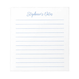 Élégant Script Carnet Personnalisé Ligné Bleu Clai