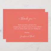 Élégant script Carte de remerciements corail (Devant / Derrière)