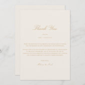 Élégant Script Carte de remerciements or et ivoire (Devant / Derrière)