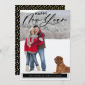 Élégant script Carte photo du Nouvel An (Devant / Derrière)