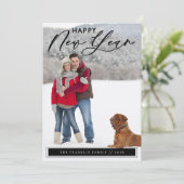 Élégant script Carte photo du Nouvel An (Debout devant)