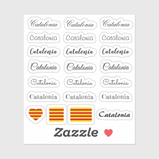 Elegant script Catalan, Catalonië/La Senyera Set Sticker (Vel)