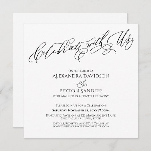 Elegant Script Celebrate met ons zwart-wit Kaart (Voorkant / Achterkant)