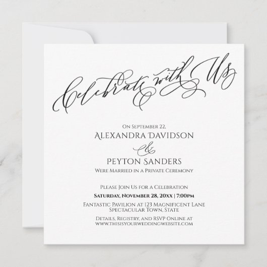Elegant Script Celebrate met ons zwart-wit Kaart (Voorkant)