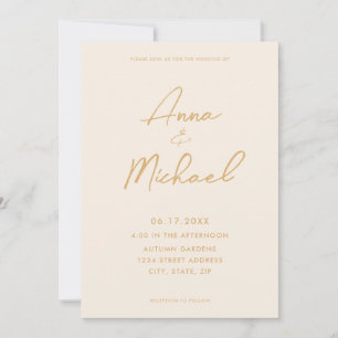 Elegant Script Champagne Wedding Kaart