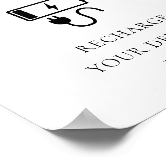 Elegant Script Charging Station Trouwbord Poster (Hoek)