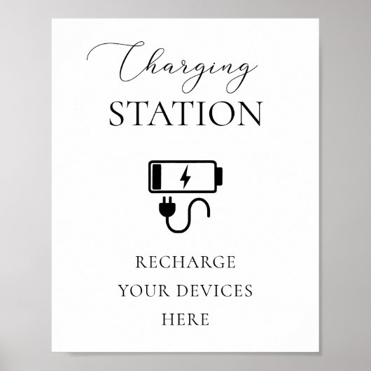 Elegant Script Charging Station Trouwbord Poster (Voorkant)
