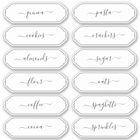 Élégant Script Châtelet Frame Cuisine Étiquettes (Devant)
