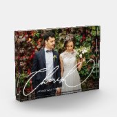 Élégant script Cherish avec des noms Bloc photo (Gauche)
