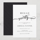 Élégant Script chic 70e anniversaire Invitation (Devant / Derrière)