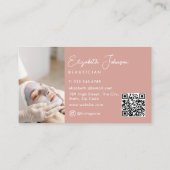 Elegant Script Chic Pink Photo QR-code Visitekaartje (Achterkant)
