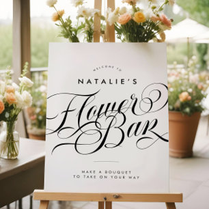 Elegant Script Chic Vrijgezellenfeest Flower Bar S Poster