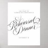 Elegant Script Chique bruiloft repetitie diner tek Poster (Voorkant)