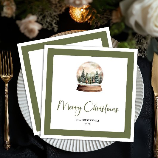 Elegant Script Christmas Ball Custom Name Napkins Servet
