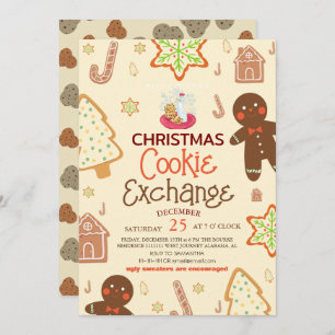 Elegant Script Christmas Cookie Exchange Party Kaart