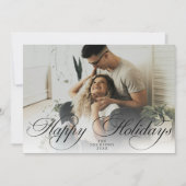 Elegant Script Christmas Modern Minimal Photo Feestdagenkaart (Voorkant)