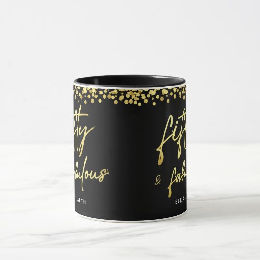 Élégant Script Cinquante et fabuleuse Mug d'annive (Centre)