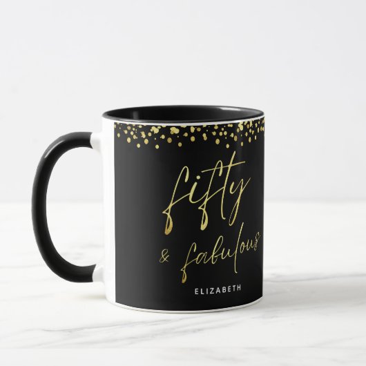 Élégant Script Cinquante et fabuleuse Mug d'annive (Gauche)
