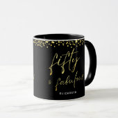 Élégant Script Cinquante et fabuleuse Mug d'annive (Devant droit)