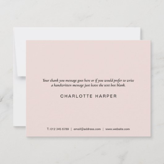 Élégant Script Clair rose Carte de remerciements d (Dos)