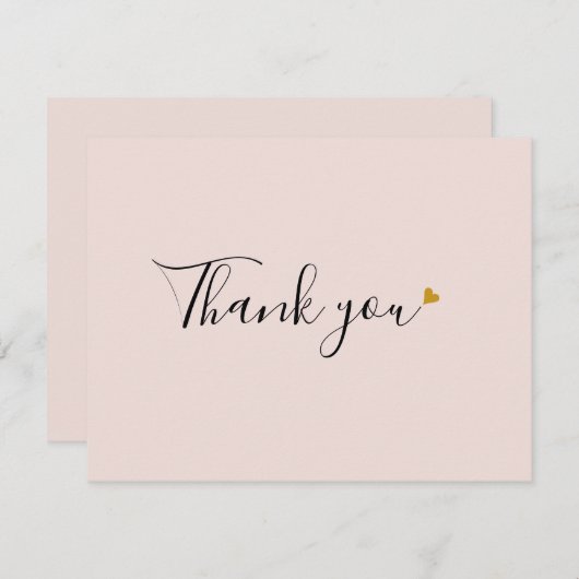 Élégant Script Clair rose Carte de remerciements d (Devant / Derrière)