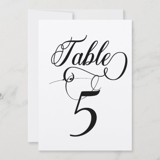 Élégant Script Classic Mariage Numéros de table (Dos)