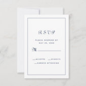 Elegant Script Classic Navy Blue Wedding Enclosure RSVP Kaartje (Voorkant)