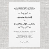Elegant Script Classic Simple Formal Wedding Black Kaart