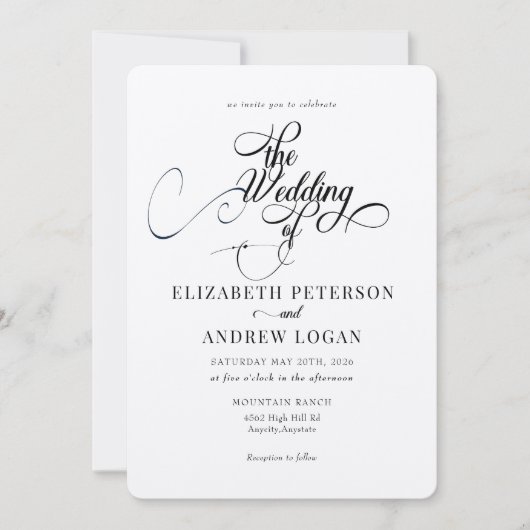 Élégant Script Classic Wedding Invitations (Devant)