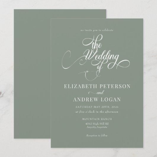 Élégant Script Classic Wedding Invitations (Devant / Derrière)